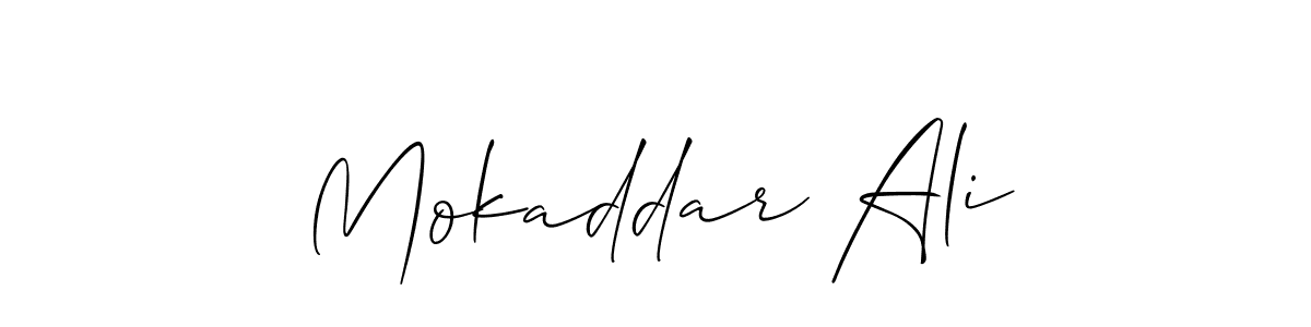 if you are searching for the best signature style for your name Mokaddar Ali. so please give up your signature search. here we have designed multiple signature styles  using Allison_Script. Mokaddar Ali signature style 2 images and pictures png