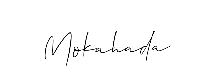 The best way (Allison_Script) to make a short signature is to pick only two or three words in your name. The name Mokahada include a total of six letters. For converting this name. Mokahada signature style 2 images and pictures png