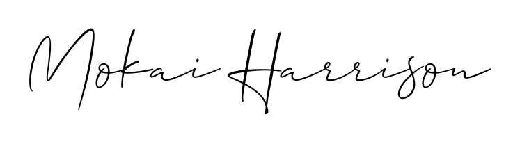 Create a personalized artistic stamp with Mokai Harrison in Allison_Script font. Perfect for visual artists, designers, and influencers. Mokai Harrison signature style 2 images and pictures png