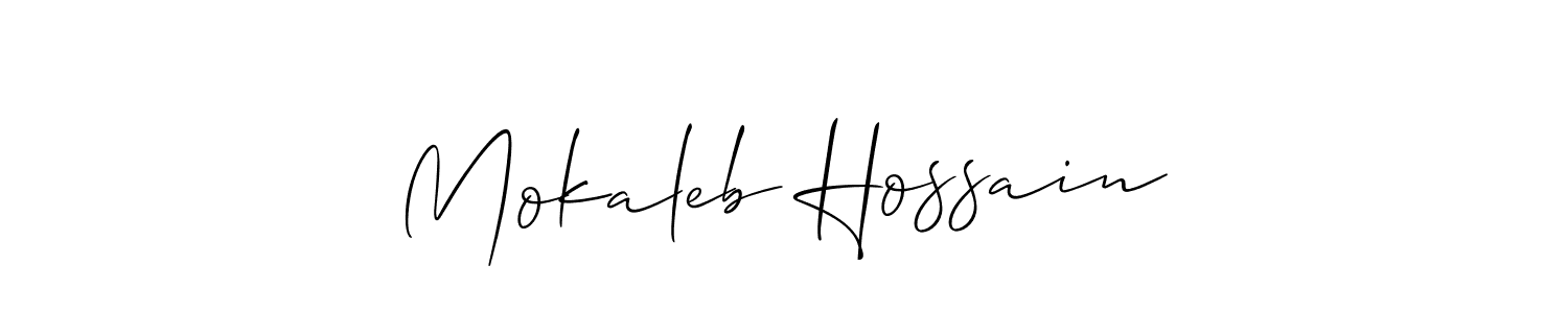 Also You can easily find your signature by using the search form. We will create Mokaleb Hossain name handwritten signature images for you free of cost using Allison_Script sign style. Mokaleb Hossain signature style 2 images and pictures png