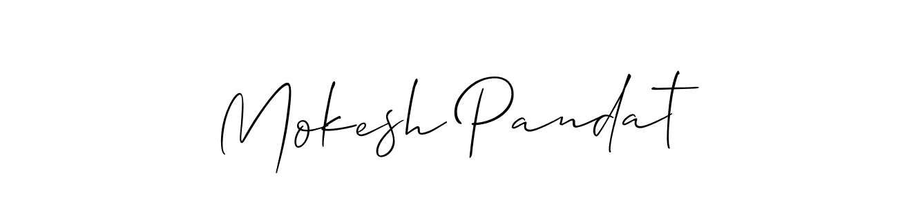 This is the best signature style for the Mokesh Pandat name. Also you like these signature font (Allison_Script). Mix name signature. Mokesh Pandat signature style 2 images and pictures png