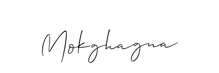 Make a beautiful signature design for name Mokghagna. With this signature (Allison_Script) style, you can create a handwritten signature for free. Mokghagna signature style 2 images and pictures png