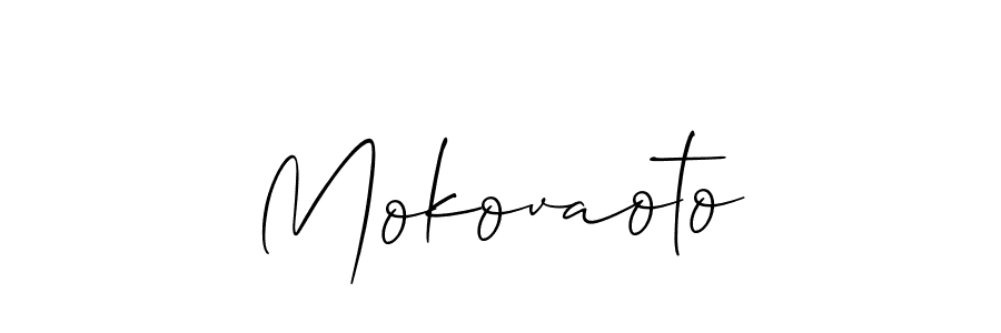 How to make Mokovaoto name signature. Use Allison_Script style for creating short signs online. This is the latest handwritten sign. Mokovaoto signature style 2 images and pictures png