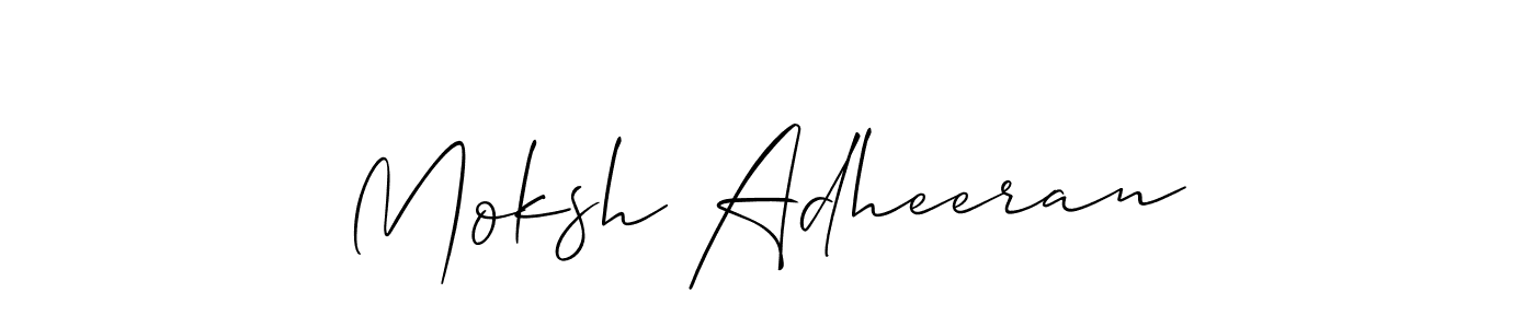 You should practise on your own different ways (Allison_Script) to write your name (Moksh Adheeran) in signature. don't let someone else do it for you. Moksh Adheeran signature style 2 images and pictures png