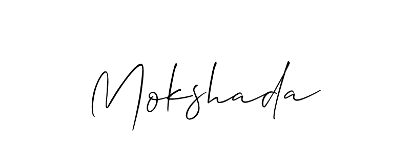 It looks lik you need a new signature style for name Mokshada. Design unique handwritten (Allison_Script) signature with our free signature maker in just a few clicks. Mokshada signature style 2 images and pictures png