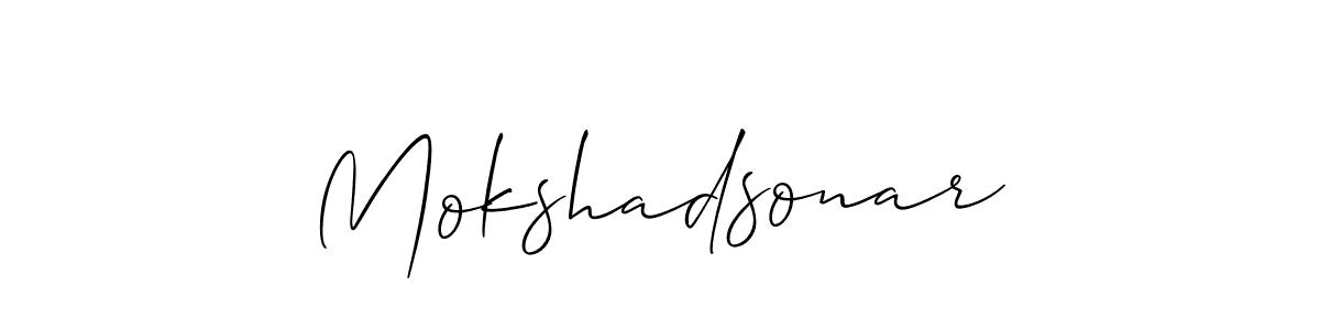 It looks lik you need a new signature style for name Mokshadsonar. Design unique handwritten (Allison_Script) signature with our free signature maker in just a few clicks. Mokshadsonar signature style 2 images and pictures png