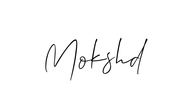 Use a signature maker to create a handwritten signature online. With this signature software, you can design (Allison_Script) your own signature for name Mokshd. Mokshd signature style 2 images and pictures png