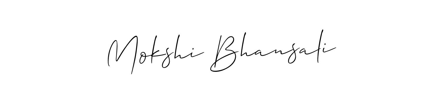 Design your own signature with our free online signature maker. With this signature software, you can create a handwritten (Allison_Script) signature for name Mokshi Bhansali. Mokshi Bhansali signature style 2 images and pictures png