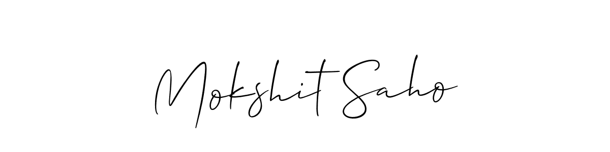 How to make Mokshit Saho name signature. Use Allison_Script style for creating short signs online. This is the latest handwritten sign. Mokshit Saho signature style 2 images and pictures png