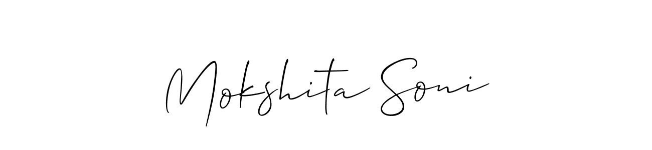 Create a beautiful signature design for name Mokshita Soni. With this signature (Allison_Script) fonts, you can make a handwritten signature for free. Mokshita Soni signature style 2 images and pictures png