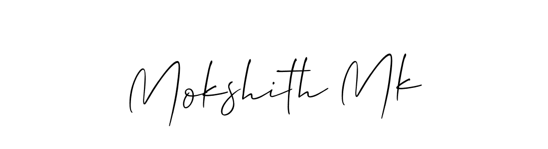 It looks lik you need a new signature style for name Mokshith Mk. Design unique handwritten (Allison_Script) signature with our free signature maker in just a few clicks. Mokshith Mk signature style 2 images and pictures png