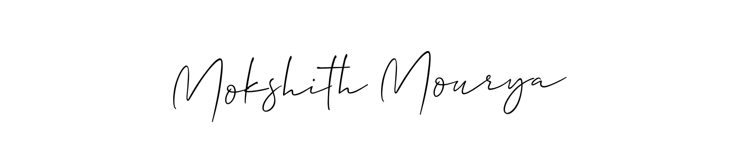 This is the best signature style for the Mokshith Mourya name. Also you like these signature font (Allison_Script). Mix name signature. Mokshith Mourya signature style 2 images and pictures png