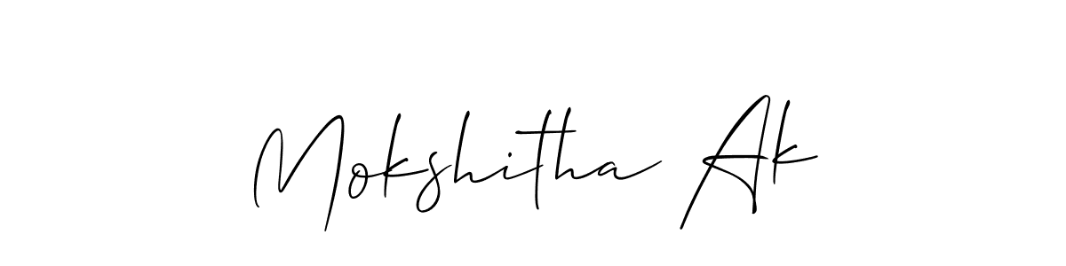 Create a beautiful signature design for name Mokshitha Ak. With this signature (Allison_Script) fonts, you can make a handwritten signature for free. Mokshitha Ak signature style 2 images and pictures png