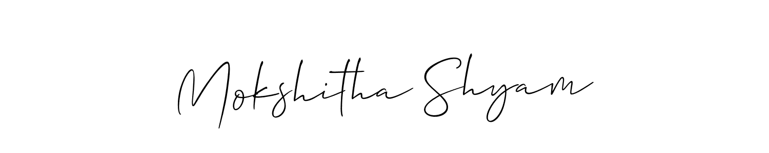 Also we have Mokshitha Shyam name is the best signature style. Create professional handwritten signature collection using Allison_Script autograph style. Mokshitha Shyam signature style 2 images and pictures png