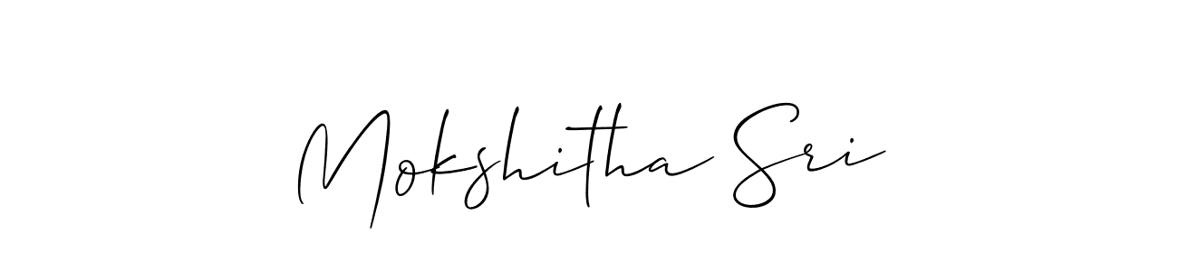 How to make Mokshitha Sri name signature. Use Allison_Script style for creating short signs online. This is the latest handwritten sign. Mokshitha Sri signature style 2 images and pictures png