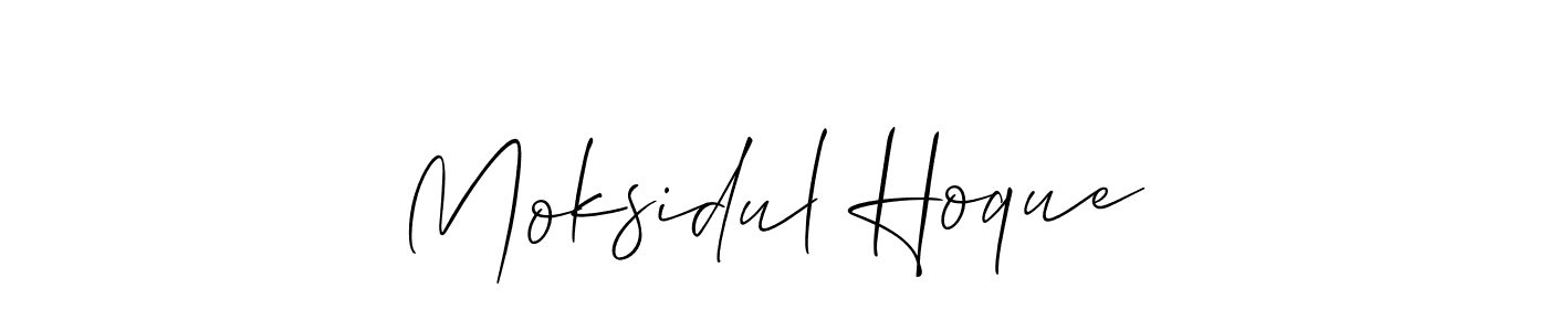 Make a beautiful signature design for name Moksidul Hoque. With this signature (Allison_Script) style, you can create a handwritten signature for free. Moksidul Hoque signature style 2 images and pictures png