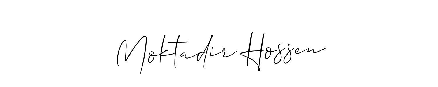 Make a short Moktadir Hossen signature style. Manage your documents anywhere anytime using Allison_Script. Create and add eSignatures, submit forms, share and send files easily. Moktadir Hossen signature style 2 images and pictures png