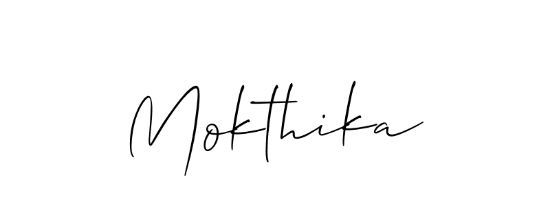 Design your own signature with our free online signature maker. With this signature software, you can create a handwritten (Allison_Script) signature for name Mokthika. Mokthika signature style 2 images and pictures png