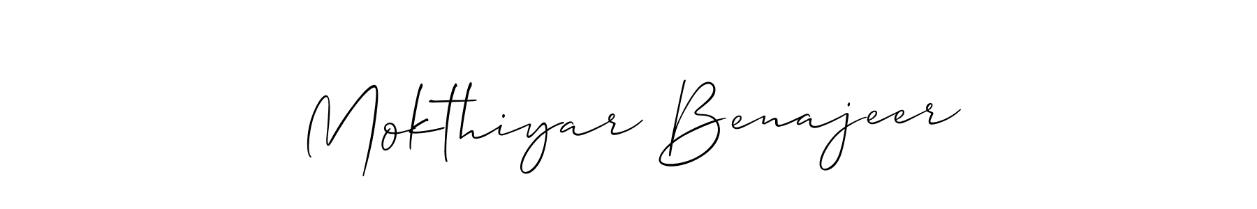 Use a signature maker to create a handwritten signature online. With this signature software, you can design (Allison_Script) your own signature for name Mokthiyar Benajeer. Mokthiyar Benajeer signature style 2 images and pictures png