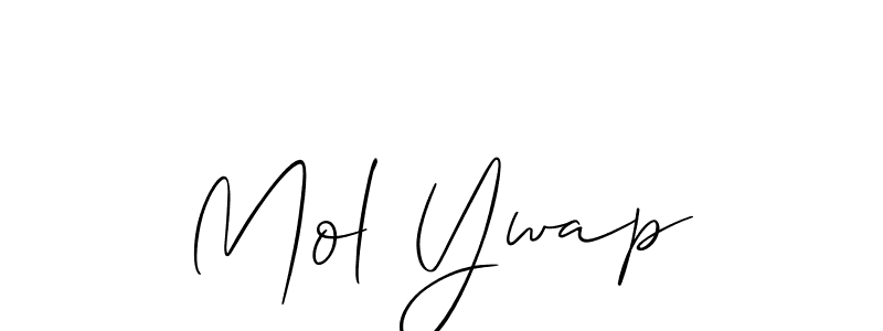 Make a beautiful signature design for name Mol Ywap. With this signature (Allison_Script) style, you can create a handwritten signature for free. Mol Ywap signature style 2 images and pictures png