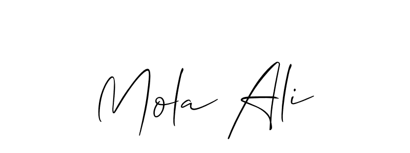 Make a beautiful signature design for name Mola Ali. With this signature (Allison_Script) style, you can create a handwritten signature for free. Mola Ali signature style 2 images and pictures png