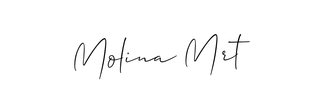 Make a beautiful signature design for name Molina Mrt. With this signature (Allison_Script) style, you can create a handwritten signature for free. Molina Mrt signature style 2 images and pictures png