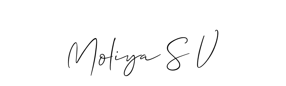Design your own signature with our free online signature maker. With this signature software, you can create a handwritten (Allison_Script) signature for name Moliya S V. Moliya S V signature style 2 images and pictures png