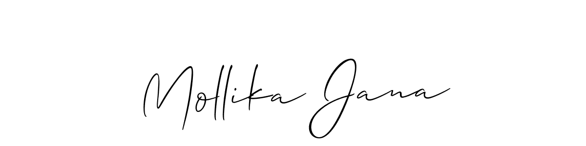 You should practise on your own different ways (Allison_Script) to write your name (Mollika Jana) in signature. don't let someone else do it for you. Mollika Jana signature style 2 images and pictures png