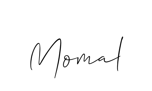 The best way (Allison_Script) to make a short signature is to pick only two or three words in your name. The name Momal include a total of six letters. For converting this name. Momal signature style 2 images and pictures png