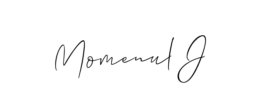 Use a signature maker to create a handwritten signature online. With this signature software, you can design (Allison_Script) your own signature for name Momenul J. Momenul J signature style 2 images and pictures png