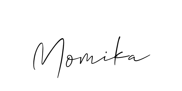 You should practise on your own different ways (Allison_Script) to write your name (Momika) in signature. don't let someone else do it for you. Momika signature style 2 images and pictures png