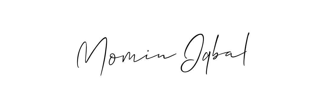 Design your own signature with our free online signature maker. With this signature software, you can create a handwritten (Allison_Script) signature for name Momin Iqbal. Momin Iqbal signature style 2 images and pictures png