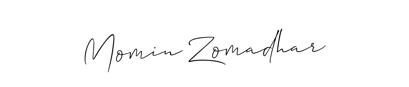 Make a beautiful signature design for name Momin Zomadhar. With this signature (Allison_Script) style, you can create a handwritten signature for free. Momin Zomadhar signature style 2 images and pictures png