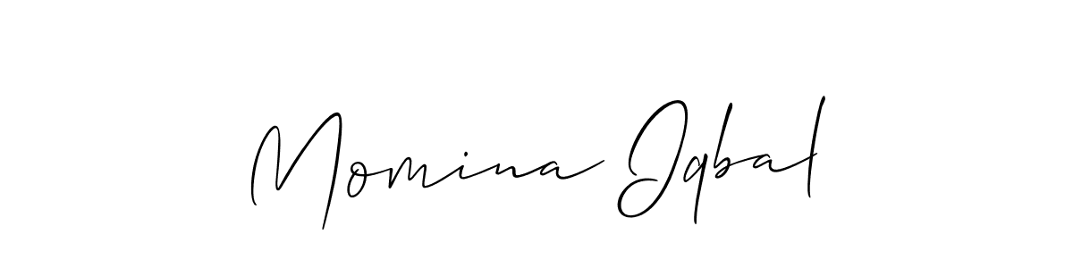 Also You can easily find your signature by using the search form. We will create Momina Iqbal name handwritten signature images for you free of cost using Allison_Script sign style. Momina Iqbal signature style 2 images and pictures png