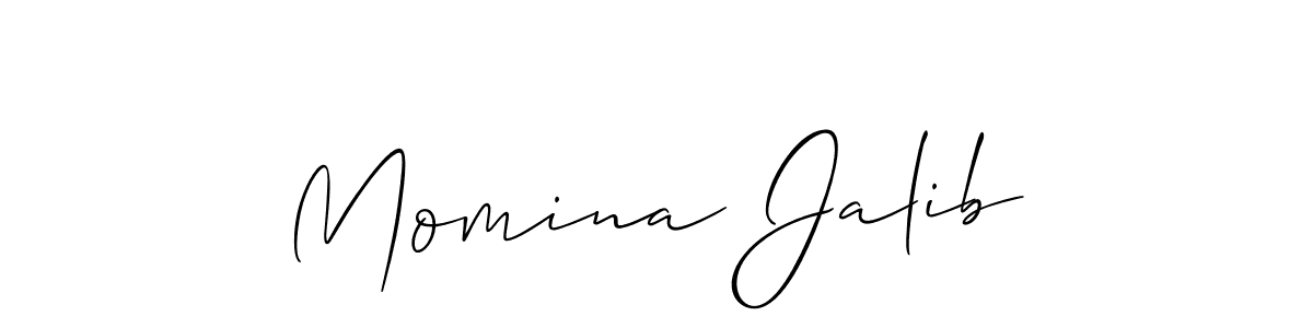 Make a beautiful signature design for name Momina Jalib. With this signature (Allison_Script) style, you can create a handwritten signature for free. Momina Jalib signature style 2 images and pictures png