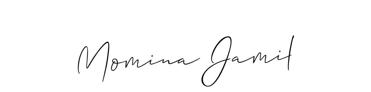 How to make Momina Jamil name signature. Use Allison_Script style for creating short signs online. This is the latest handwritten sign. Momina Jamil signature style 2 images and pictures png