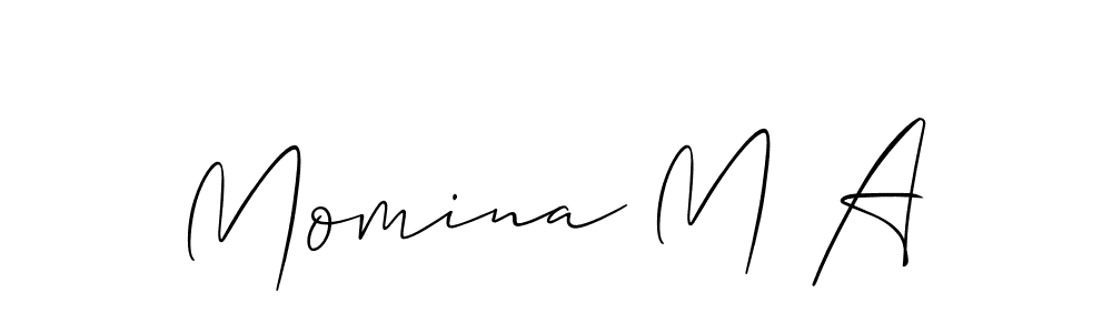 It looks lik you need a new signature style for name Momina M A. Design unique handwritten (Allison_Script) signature with our free signature maker in just a few clicks. Momina M A signature style 2 images and pictures png