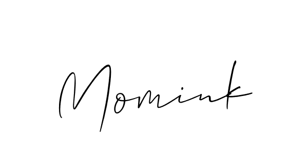 Design your own signature with our free online signature maker. With this signature software, you can create a handwritten (Allison_Script) signature for name Momink. Momink signature style 2 images and pictures png