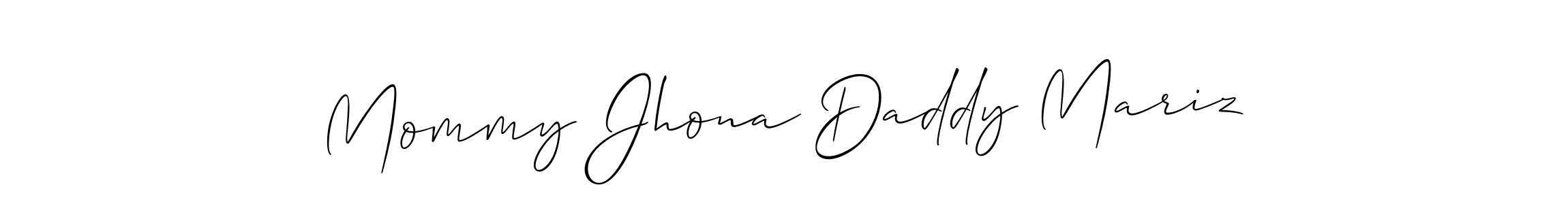 This is the best signature style for the Mommy Jhona Daddy Mariz name. Also you like these signature font (Allison_Script). Mix name signature. Mommy Jhona Daddy Mariz signature style 2 images and pictures png