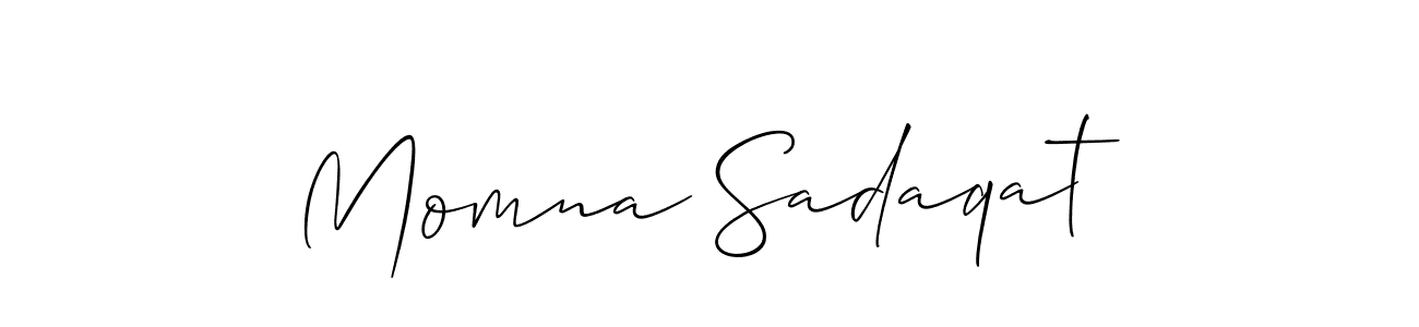 You should practise on your own different ways (Allison_Script) to write your name (Momna Sadaqat) in signature. don't let someone else do it for you. Momna Sadaqat signature style 2 images and pictures png