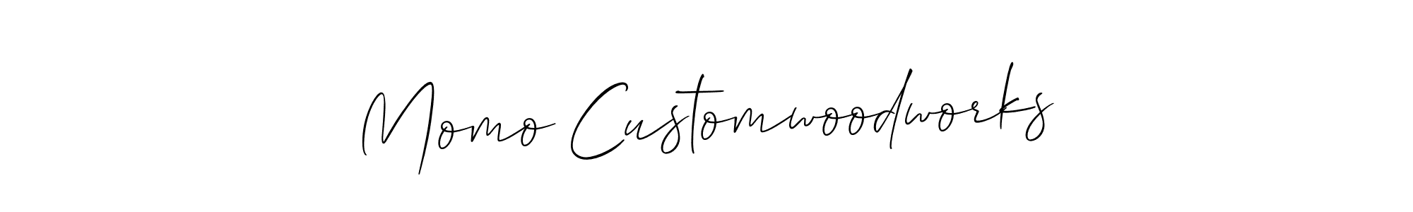 How to Draw Momo Customwoodworks signature style? Allison_Script is a latest design signature styles for name Momo Customwoodworks. Momo Customwoodworks signature style 2 images and pictures png