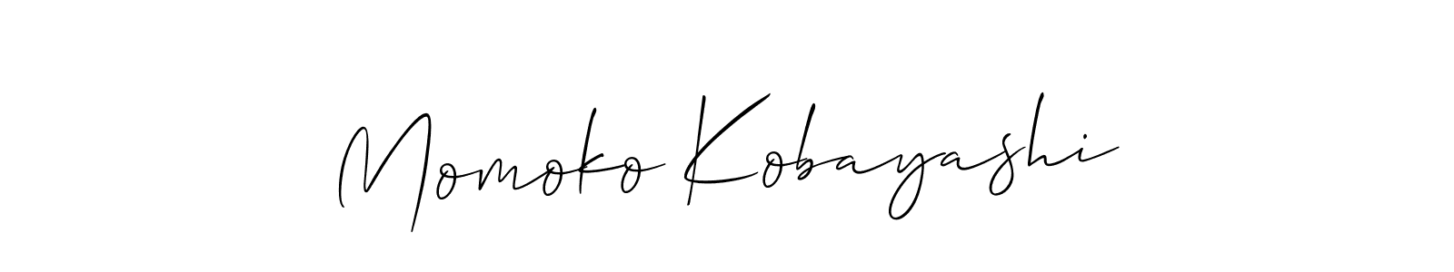 Create a beautiful signature design for name Momoko Kobayashi. With this signature (Allison_Script) fonts, you can make a handwritten signature for free. Momoko Kobayashi signature style 2 images and pictures png