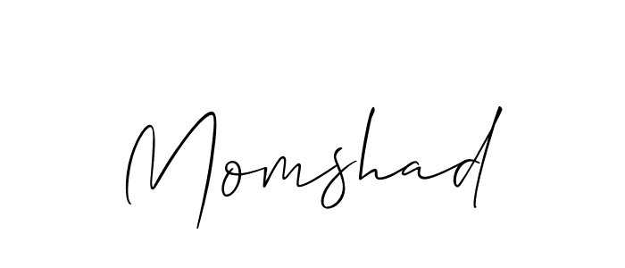 The best way (Allison_Script) to make a short signature is to pick only two or three words in your name. The name Momshad include a total of six letters. For converting this name. Momshad signature style 2 images and pictures png