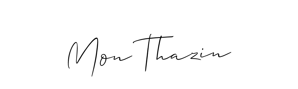 It looks lik you need a new signature style for name Mon Thazin. Design unique handwritten (Allison_Script) signature with our free signature maker in just a few clicks. Mon Thazin signature style 2 images and pictures png