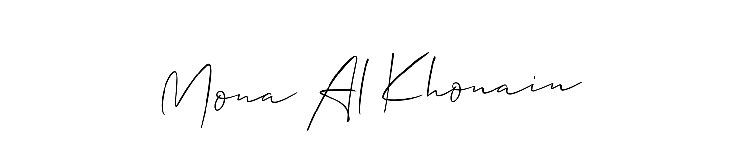 Also we have Mona Al Khonain name is the best signature style. Create professional handwritten signature collection using Allison_Script autograph style. Mona Al Khonain signature style 2 images and pictures png