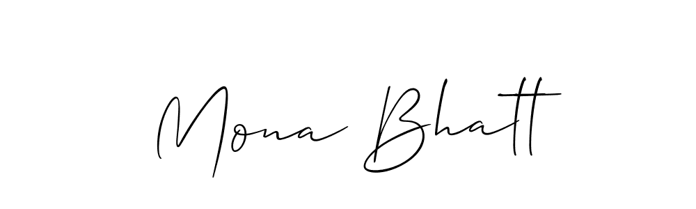 Design your own signature with our free online signature maker. With this signature software, you can create a handwritten (Allison_Script) signature for name Mona Bhatt. Mona Bhatt signature style 2 images and pictures png