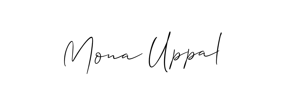 It looks lik you need a new signature style for name Mona Uppal. Design unique handwritten (Allison_Script) signature with our free signature maker in just a few clicks. Mona Uppal signature style 2 images and pictures png