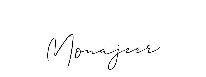 Make a beautiful signature design for name Monajeer. With this signature (Allison_Script) style, you can create a handwritten signature for free. Monajeer signature style 2 images and pictures png