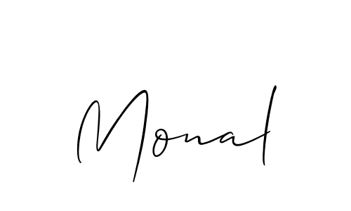 Design your own signature with our free online signature maker. With this signature software, you can create a handwritten (Allison_Script) signature for name Monal. Monal signature style 2 images and pictures png