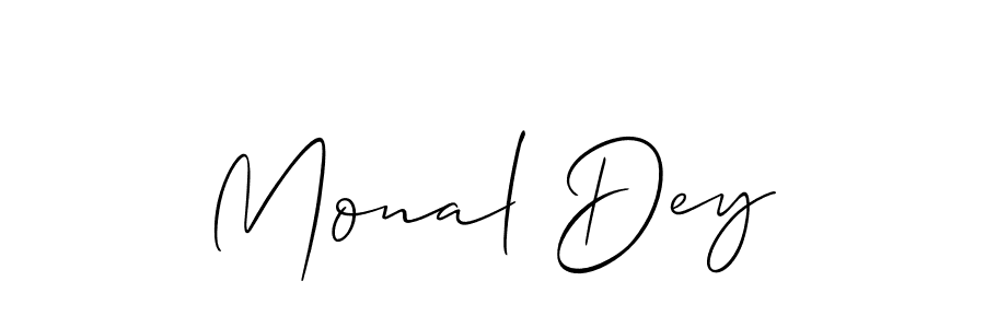 Use a signature maker to create a handwritten signature online. With this signature software, you can design (Allison_Script) your own signature for name Monal Dey. Monal Dey signature style 2 images and pictures png